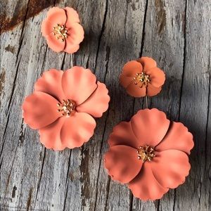 Anthro Blossom Earrings in Coral